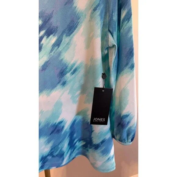 Jones New York Women’s Watercolor‑Print 3/4‑Sleeve Top Blue Multi S $59.50 NWT - Picture 6 of 7